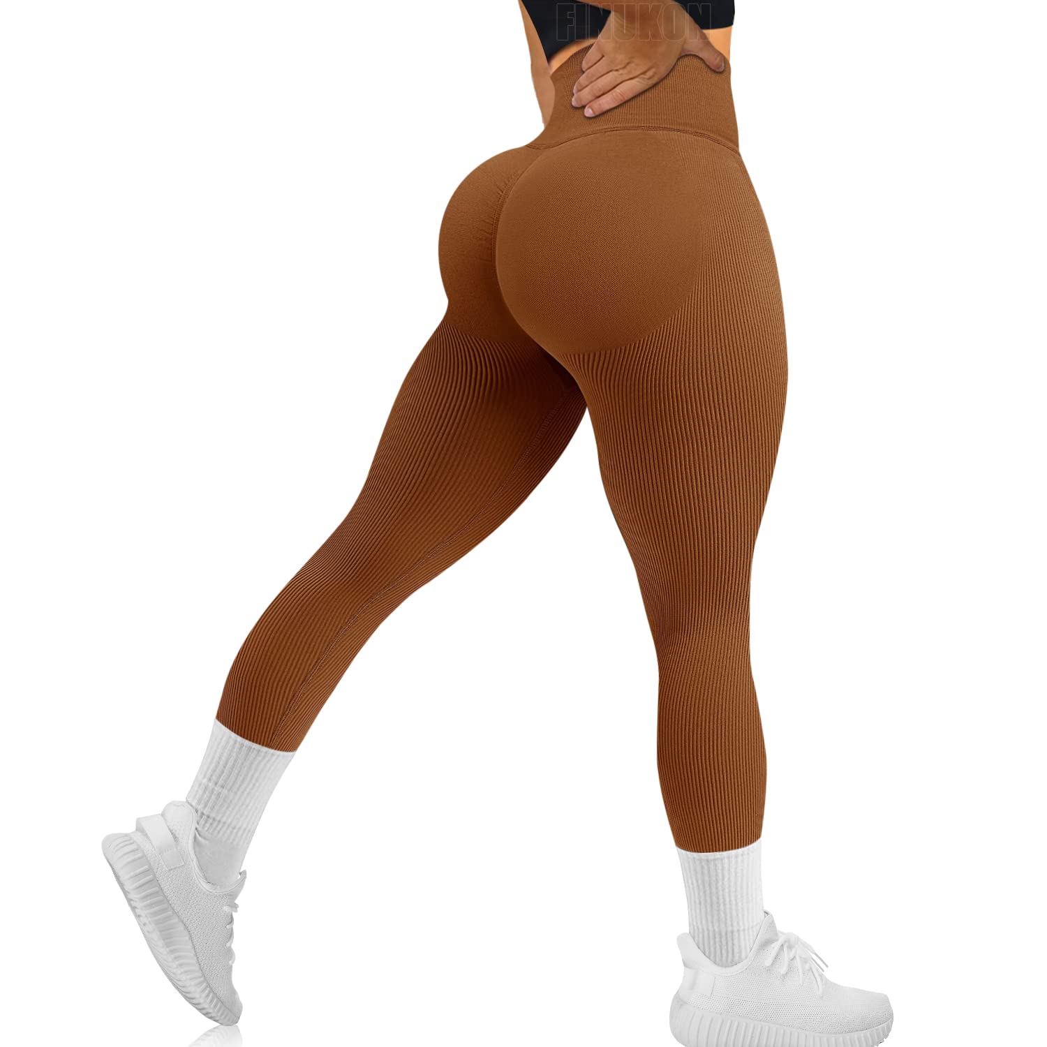 FINUKON Women's High Waist Yoga Pants - Scrunch Butt Seamless Workout Leggings for Running, Gym & Lounge Wear