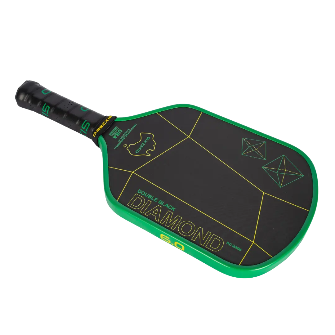 Six Zero Double Black Diamond Control 16mm Pickleball Paddle - Green/Gold | Premium Performance Pickleball Racket for Competitive Play & Tournament Use