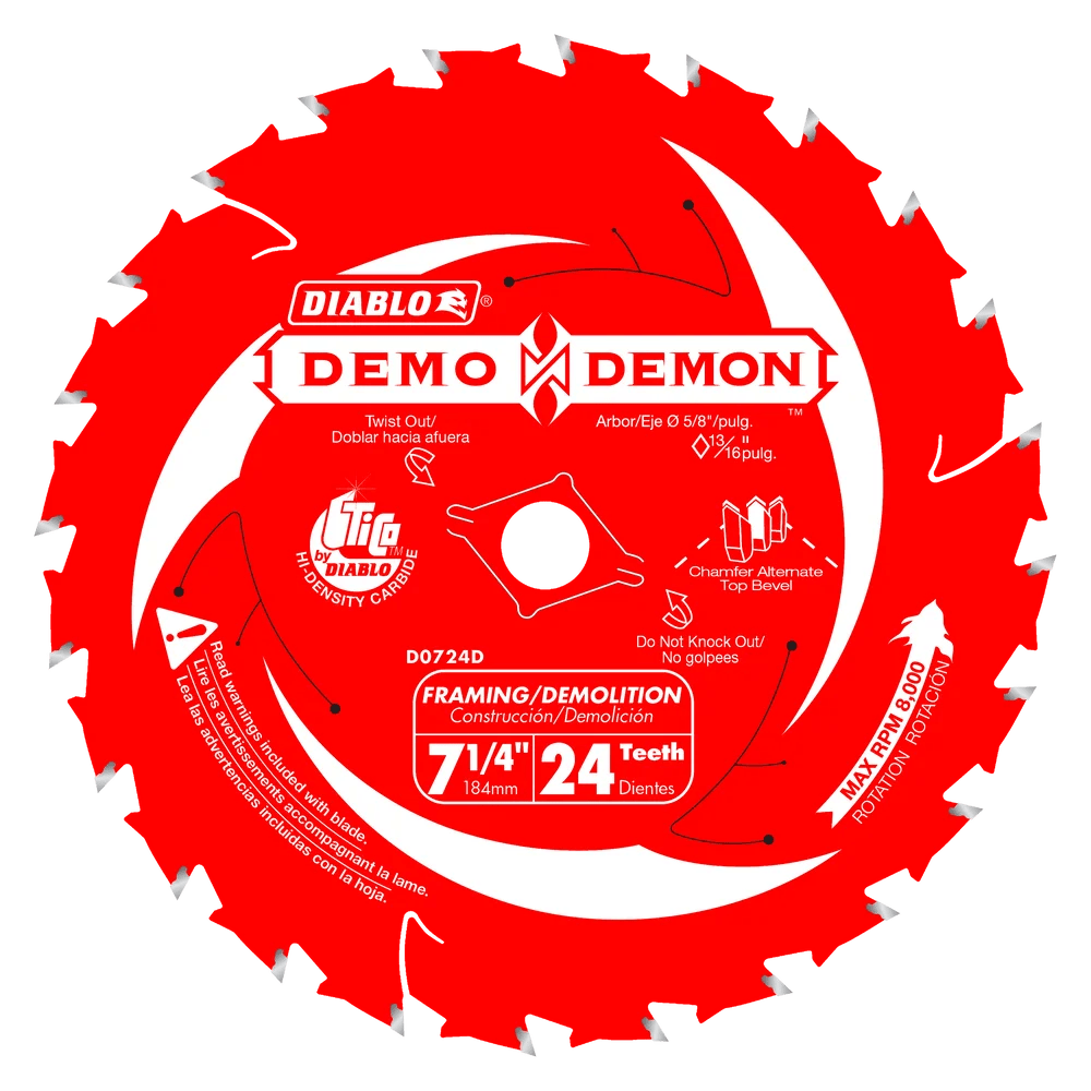 7 1/4 Inch 24 Tooth Framing Demolition Saw Blade - 18 Pack - Durable Circular Saw Blades for Wood Cutting, Construction, and DIY Projects