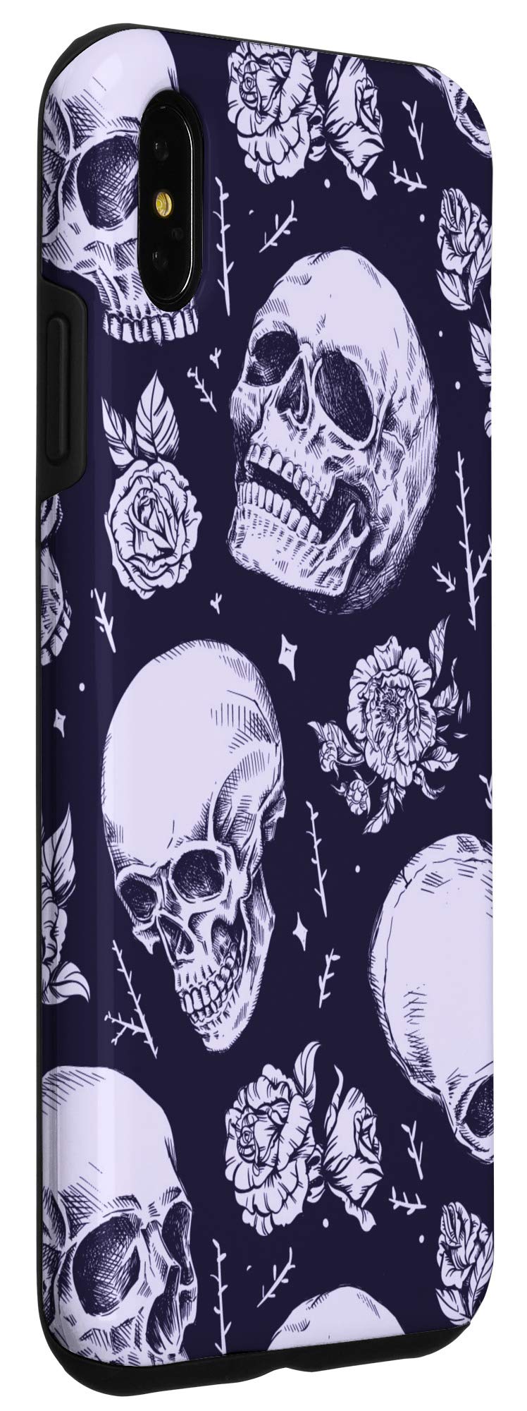 Vintage Skulls iPhone XS Max Case - Halloween Skulls & Roses Design Protective Cover for Daily Use, Parties & Special Events