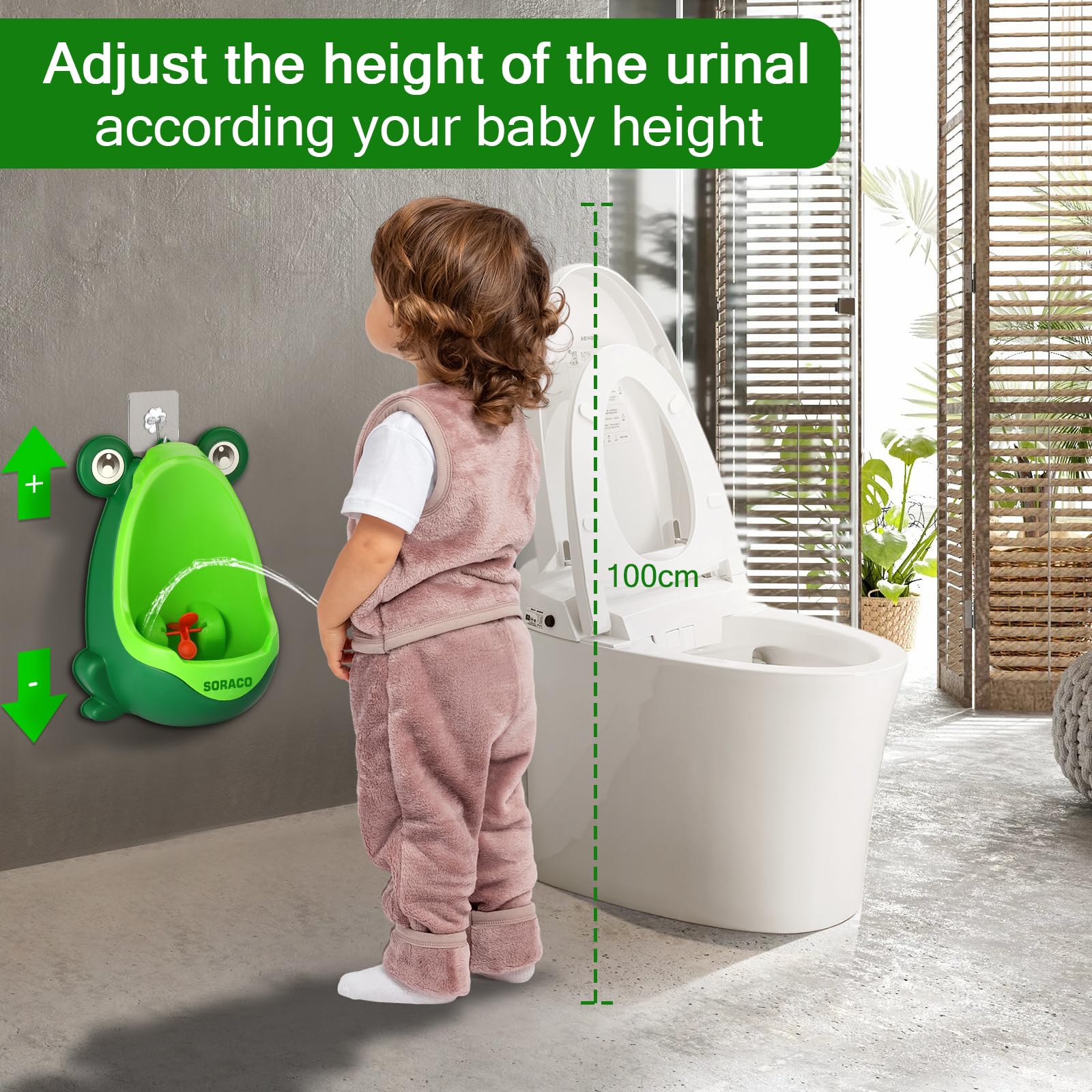 Fun Frog Potty Training Urinal for Toddler Boys - Green Bathroom Trainer with Funny Aiming Target - Perfect for Potty Training Toddlers at Home & Daycare
