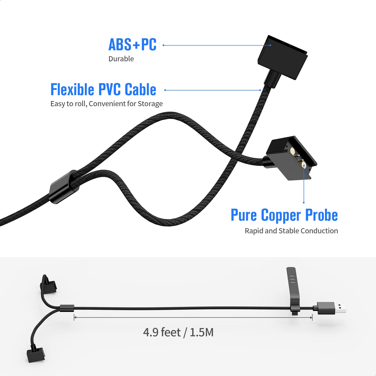 Original Title: Replacement Charger 5 Feet Cable Compatible with Razer Anzu Smart Glasses Frames   Optimized Title: Razer Anzu Smart Glasses Replacement Charger - 5FT USB Charging Cable - Fast Charging Compatible with Razer Anzu Frames - Perfect for Home, Office & Travel Use