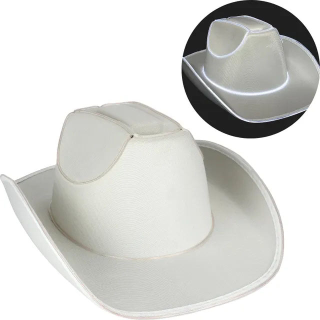 LED Light Up Cowboy Hat - Glowing Western Party Hat for Halloween, Rodeo, Concerts & Night Events - Fun Lighted Costume Accessory for Adults & Kids