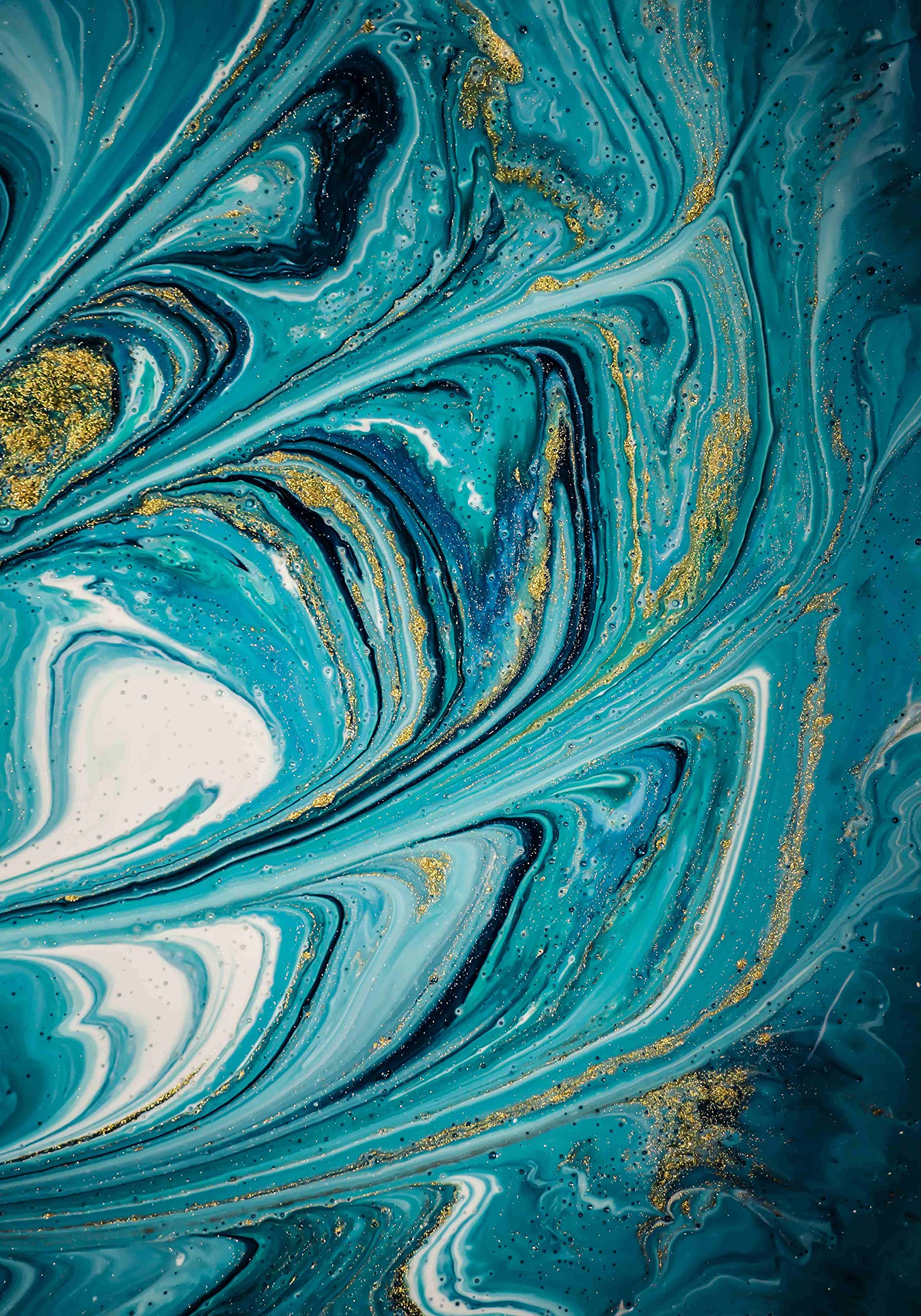 Turquoise Gold Ocean Waves Pattern 4x6 Area Rug - Modern Abstract Washable Soft Carpet for Living Room, Bedroom, Dining Table, Home Office, Kitchen & Laundry Runner | Coastal Decor, Boho Chic Style, Kids Play Area & Pet-Friendly Floor Mat