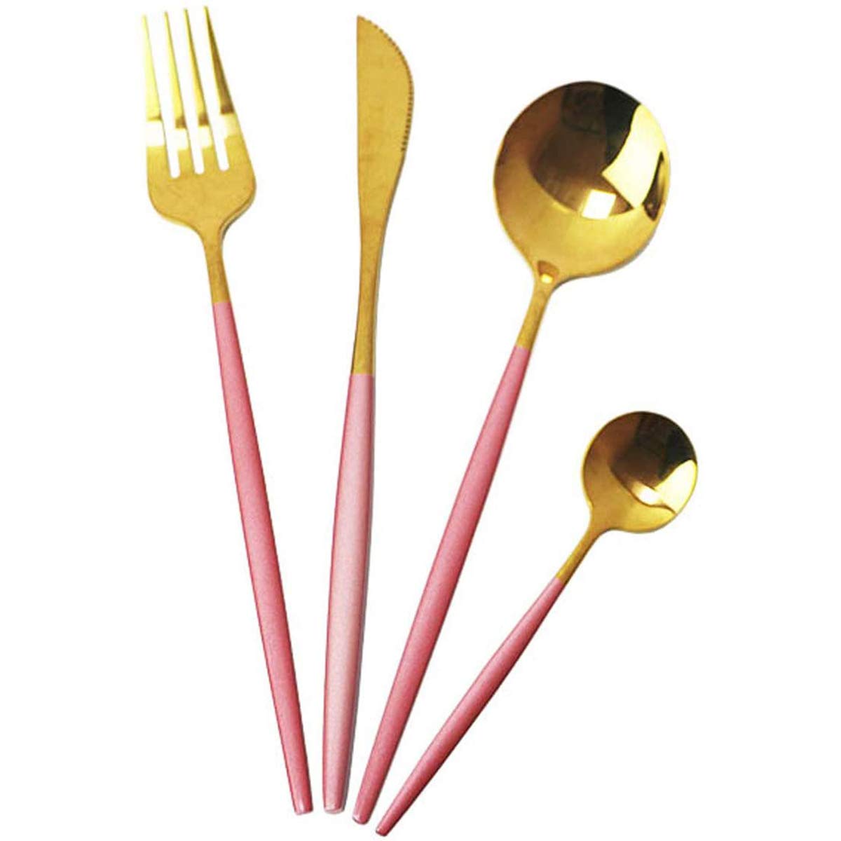 40-Piece Stainless Steel Flatware Set - 18/10 Mirror Polished Silverware with Pink Handles (Forks, Spoons, Knives) - Durable & Reusable Cutlery for Family Dinners, Parties, Restaurants & Daily Use - Service for 10 People