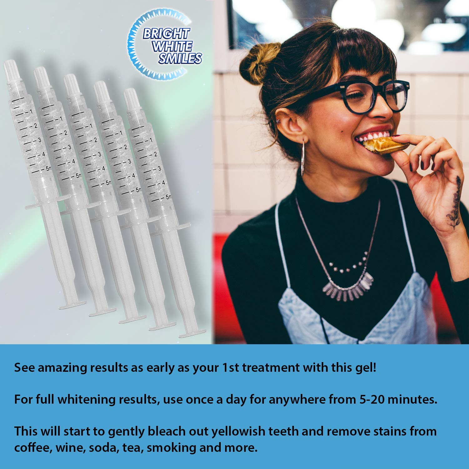 Professional 44% Carbamide Peroxide Teeth Whitening Kit with LED Light & Custom Trays - Effective Whitening Gel for Brighter Smile at Home or Travel