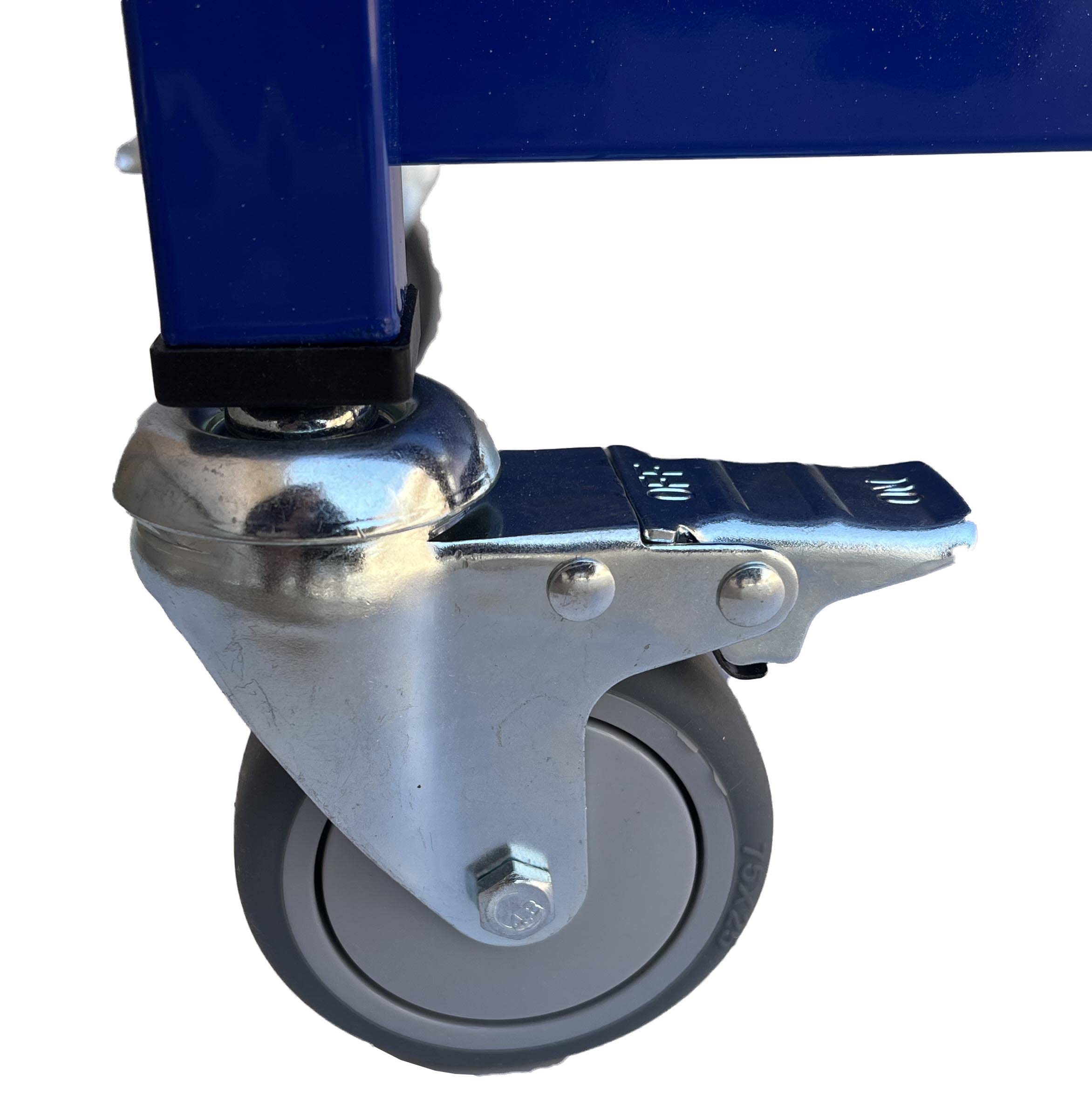 Heavy Duty Workington Single Bank Rolling Book Truck with 3 Flat Shelves - Mobile Library Book Cart with Swivel Locking Casters 3000 Blue - Perfect for Libraries, Schools, and Office Document Organization