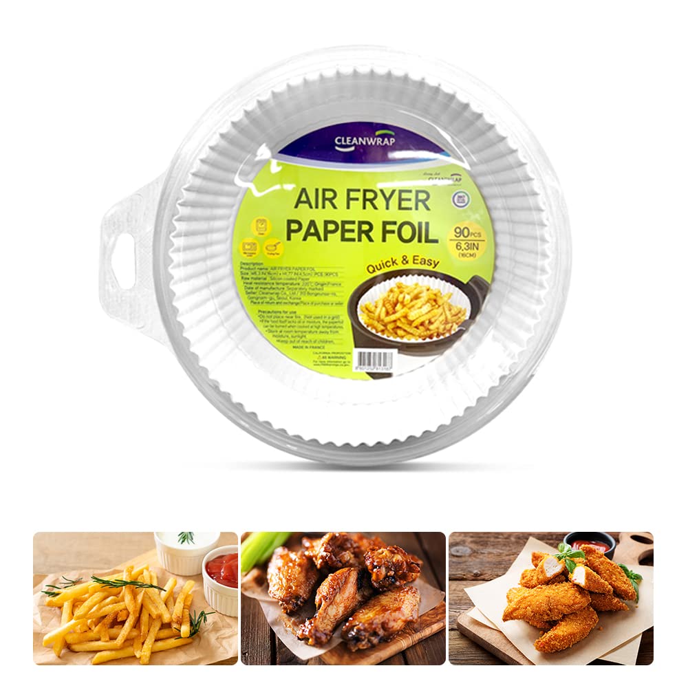 90pcs Unbleached Air Fryer Parchment Paper Liners 6.3x1.77 Inch - Round Disposable Baking Sheets for Healthy Cooking | Perfect for Air Fryers, Toaster Ovens & Microwave Use