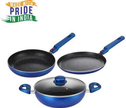 **Induction Cookware Set - 3-Piece Aluminum Non-Stick Pots & Pans for Gas & Electric Stoves - Perfect for Frying, Boiling & Everyday Cooking**