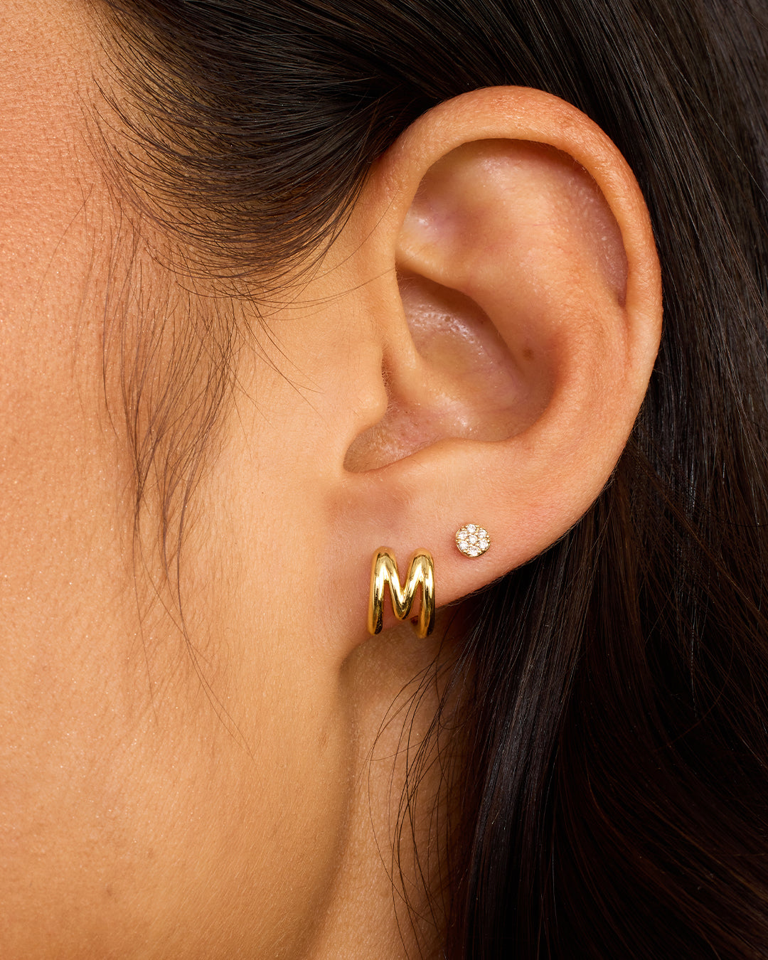 Alphabet Single Huggie Earrings - Minimalist Gold Plated Initial Letter Studs for Women - Perfect for Everyday Wear, Gifts & Special Occasions