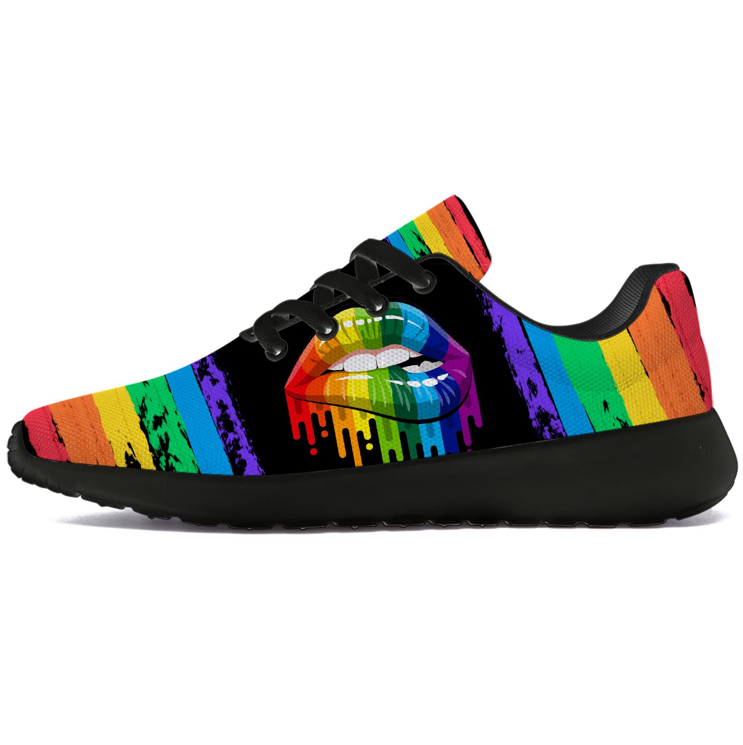 **Men's & Women's LGBT Pride Running Shoes - Rainbow Sneakers for Walking, Tennis & Casual Wear - Lesbian & Gay Pride Gifts - Size 9 Men/10.5 Women (Black) - Perfect for Pride Parades, Workouts & Everyday Fashion**