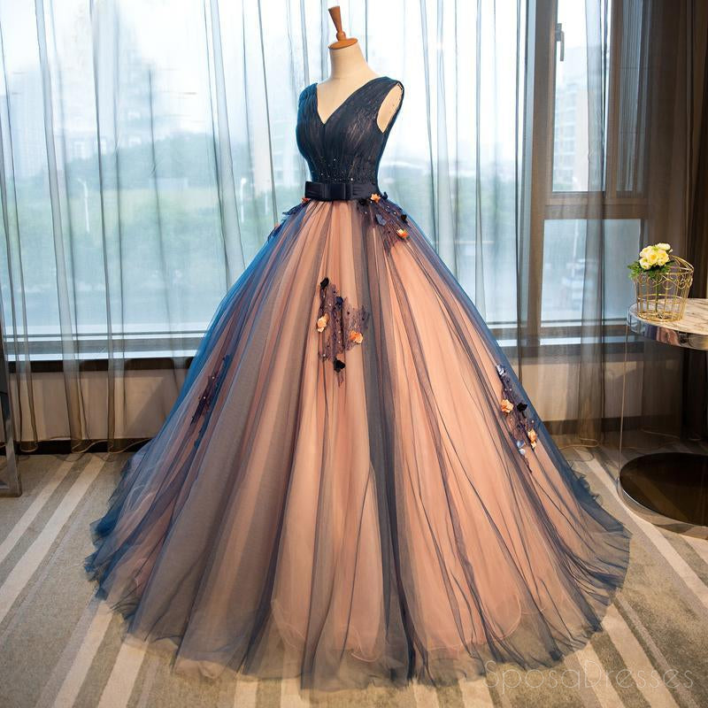 Elegant Deep V Neckline Ball Gown Lace Long Evening Prom Dress - Formal Gown for Homecoming, Wedding, Quinceañera & Special Occasions | Style 17234