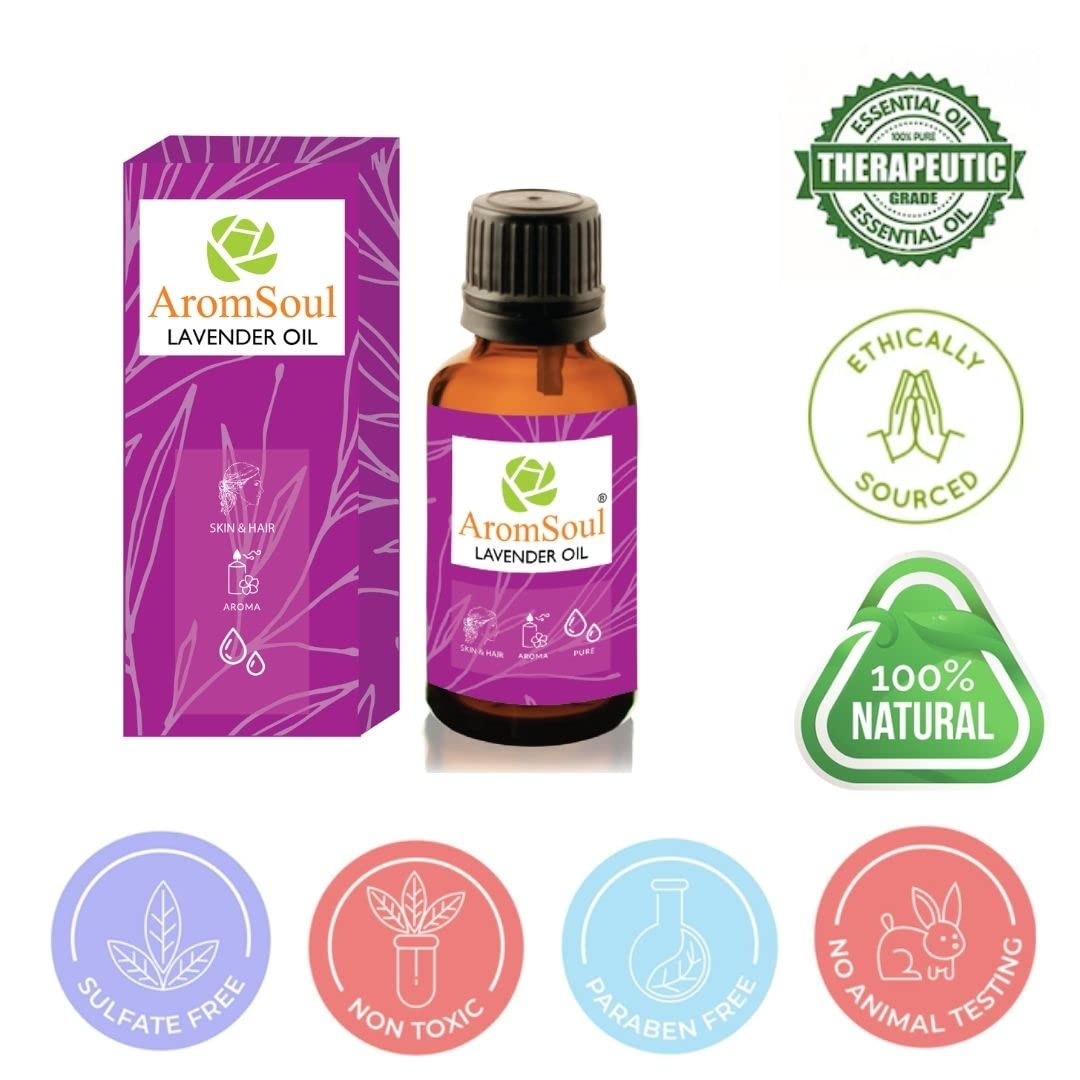 AromSoul Pure Eucalyptus & Lavender Essential Oil Set - 2 Pack (15ml Each) | Therapeutic Grade for Hair, Skin & Face Care | Aromatherapy, Massage & Diffuser Use | Relaxation & Stress Relief Essential Oils