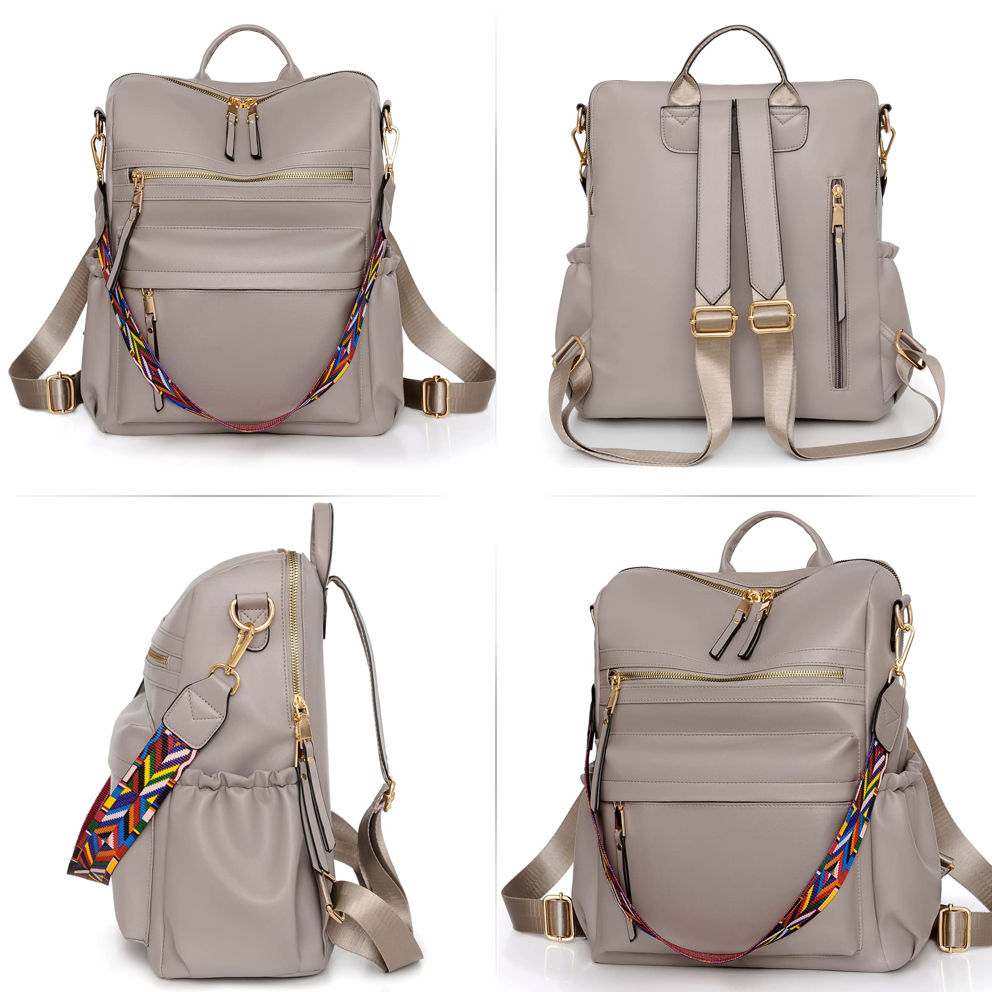 Dora & Liz Women's Leather Backpack Purse - Stylish Travel Shoulder Bag for Ladies, Designer Fashion Backpack for Work, School & Daily Use