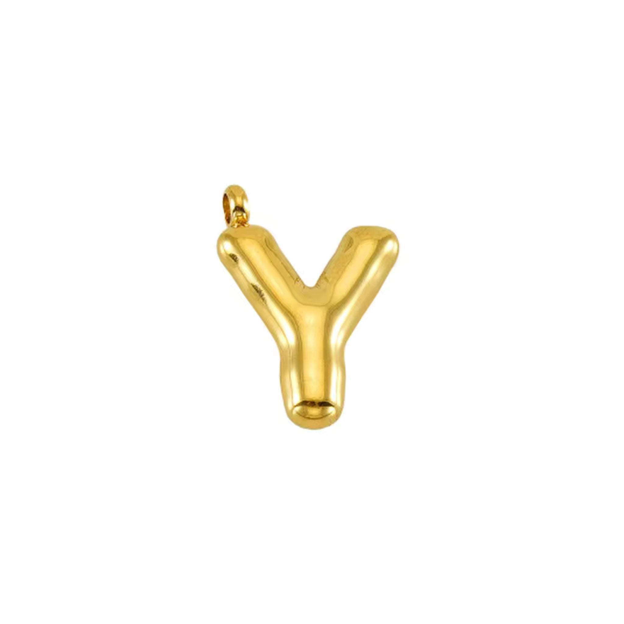 Puffy Gold Letter Pendant Necklace - 14K Gold Plated Initial Charm Jewelry for Women - Perfect for Gifts, Birthdays & Everyday Elegance