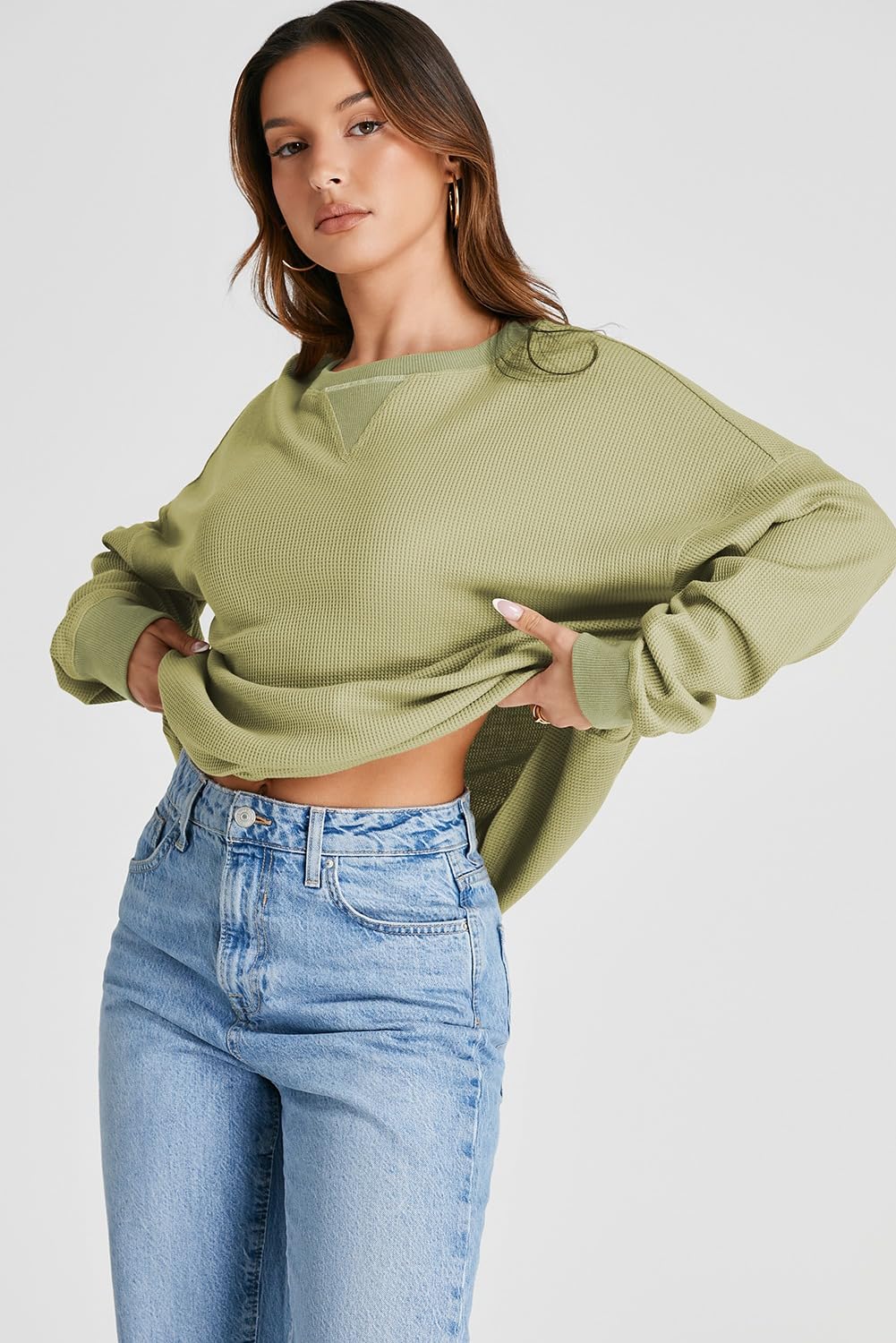 AlvaQ Women's Long Sleeve Waffle Knit Tunic Top - Fall 2024 Fashion Blouse for Casual & Dressy Wear | Perfect for Office, Date Night & Autumn Outfits