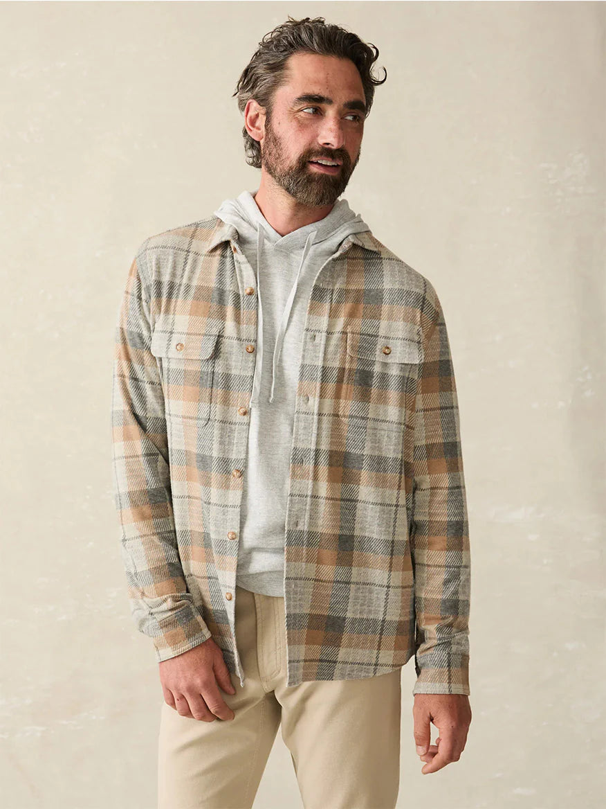 FAHERTY Men's Long Sleeve Double Pocket Sport Shirt - Casual Button Down Shirt for Golf, Work & Outdoor Activities