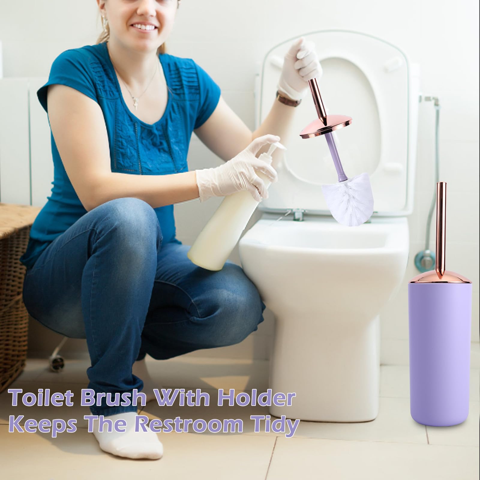 **9-Piece Purple Bathroom Accessories Set - Trash Can, Soap Dispenser, Soap Dish, Toilet Brush with Holder, Toothbrush Holder, Tumbler Cup, Tray & Q-Tip Holders - Perfect for Modern Bathroom Decor & Organization**