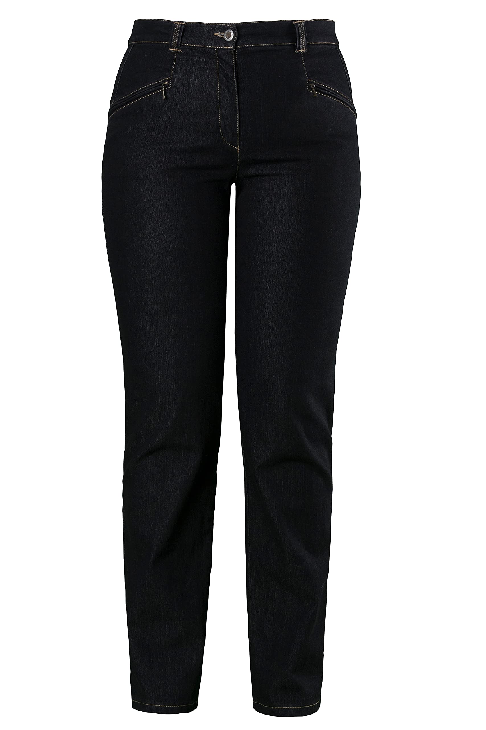 Ulla Popken Women's Plus Size Slim Fit Stretch Denim Jeans - Black, Size 32 (629392-11) | Comfortable & Stylish for Casual Wear, Office & Everyday Outfits