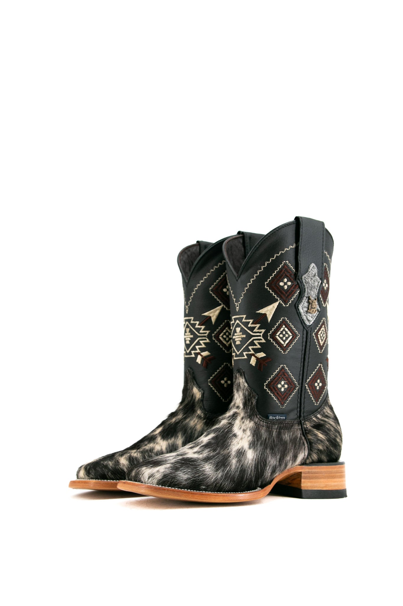 Authentic Men's Cowhide Square Toe Cowboy Boots - Size 6 - Western Style Riding Boots for Country Fashion & Outdoor Activities