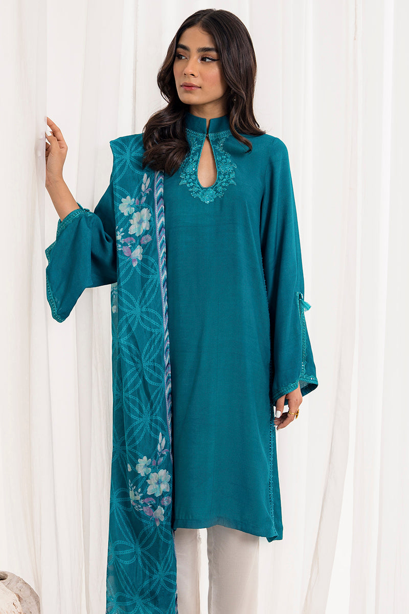 Azure Blue 2-Piece Set (Shirt & Dupatta) for Women - Elegant Indian Ethnic Wear for Festivals, Weddings & Special Occasions