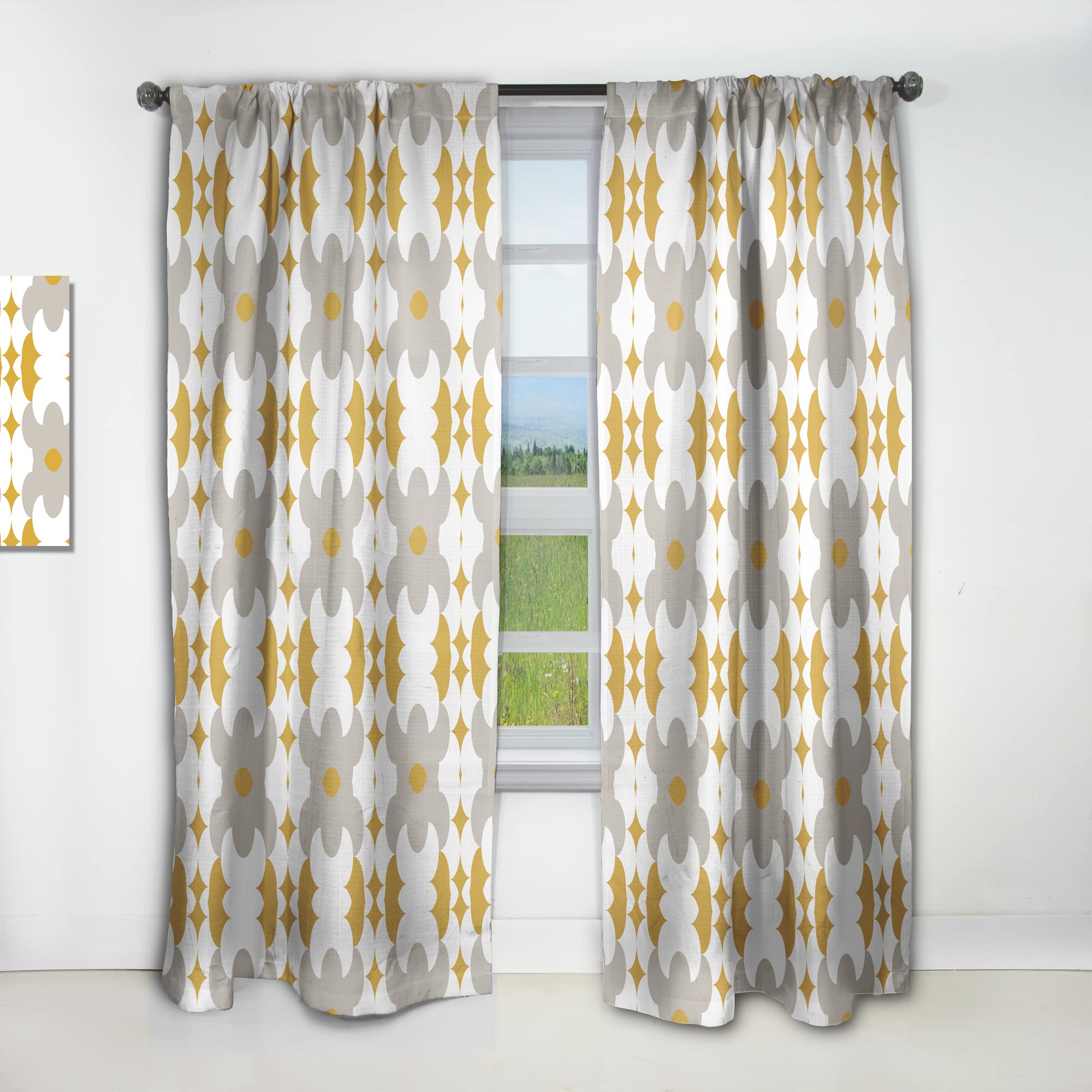 Retro Abstract Design XVIII Thermal Insulated Curtains - 52x120 Inch Single Panel for Bedroom & Living Room - Blackout Drapes for Home Decor & Privacy