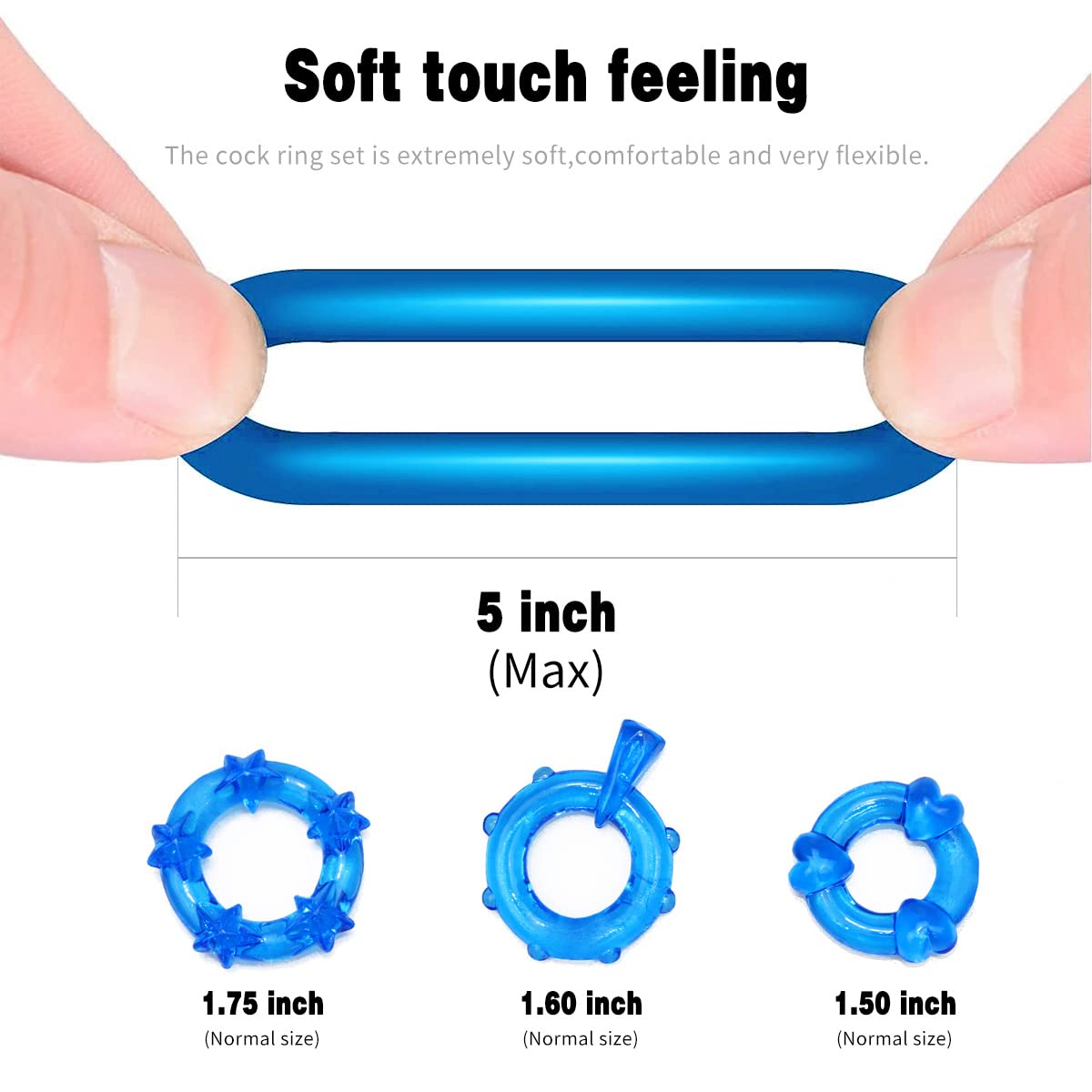 Premium Silicone Cock Ring for Men - 3PCS Penis Ring Set for Stronger & Longer Erections, Couples Adult Toys, Manual Massagers (SW-961) - Enhance Intimacy & Performance in Bedroom & Couples Play