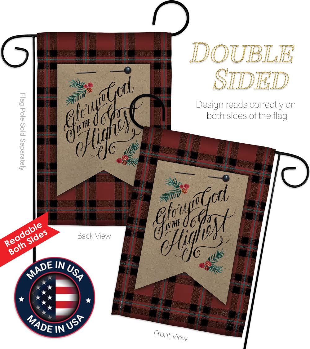 Christmas Garden Flag Set - Glory to God Winter Decor 13x18.5in for Holiday Yard