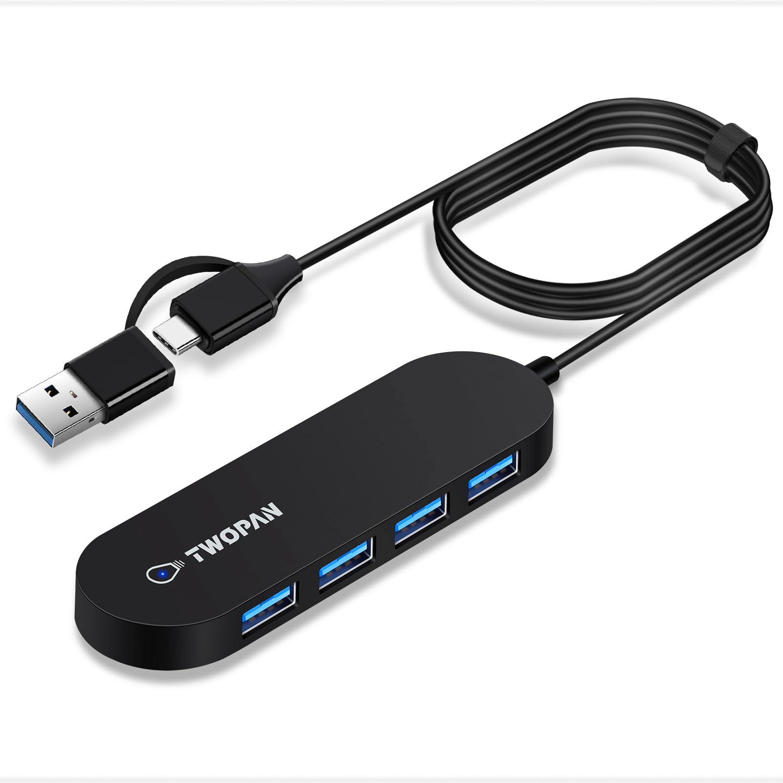 4-Port USB 3.0 Hub with 4ft Extended Cable - Ultra Slim USB Splitter for Laptop, MacBook Pro/Air, Chromebook, Surface Pro, XPS - Compatible with Flash Drives & External HDDs - Perfect for Home Office, Gaming & Travel Accessories