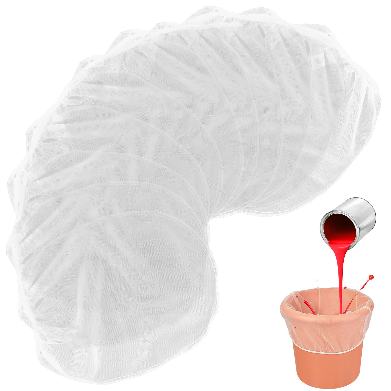 30 Pieces 1 Gallon White Paint Strainer Bags - Fine Mesh Filter Bags with Elastic Drawstring for Paint, Gardening, and DIY Projects - Disposable Bucket Strainers for Smooth Paint Application and Soil Sifting