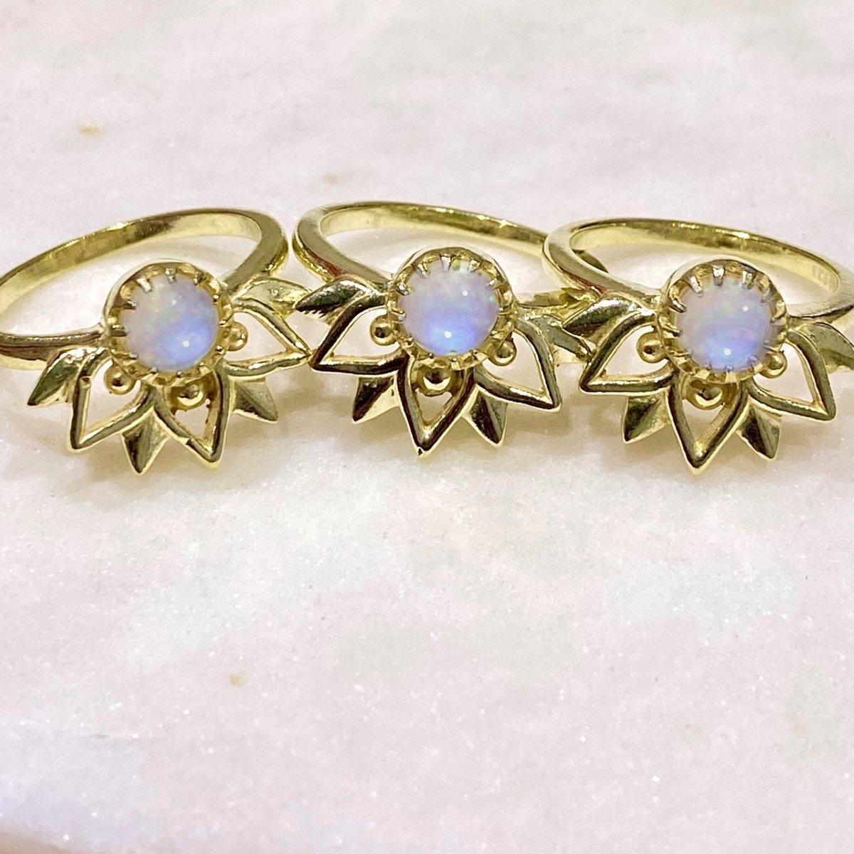 Boho Inflorescence Gold Moonstone Ring for Women - Elegant Handmade Jewelry for Everyday Wear & Special Occasions