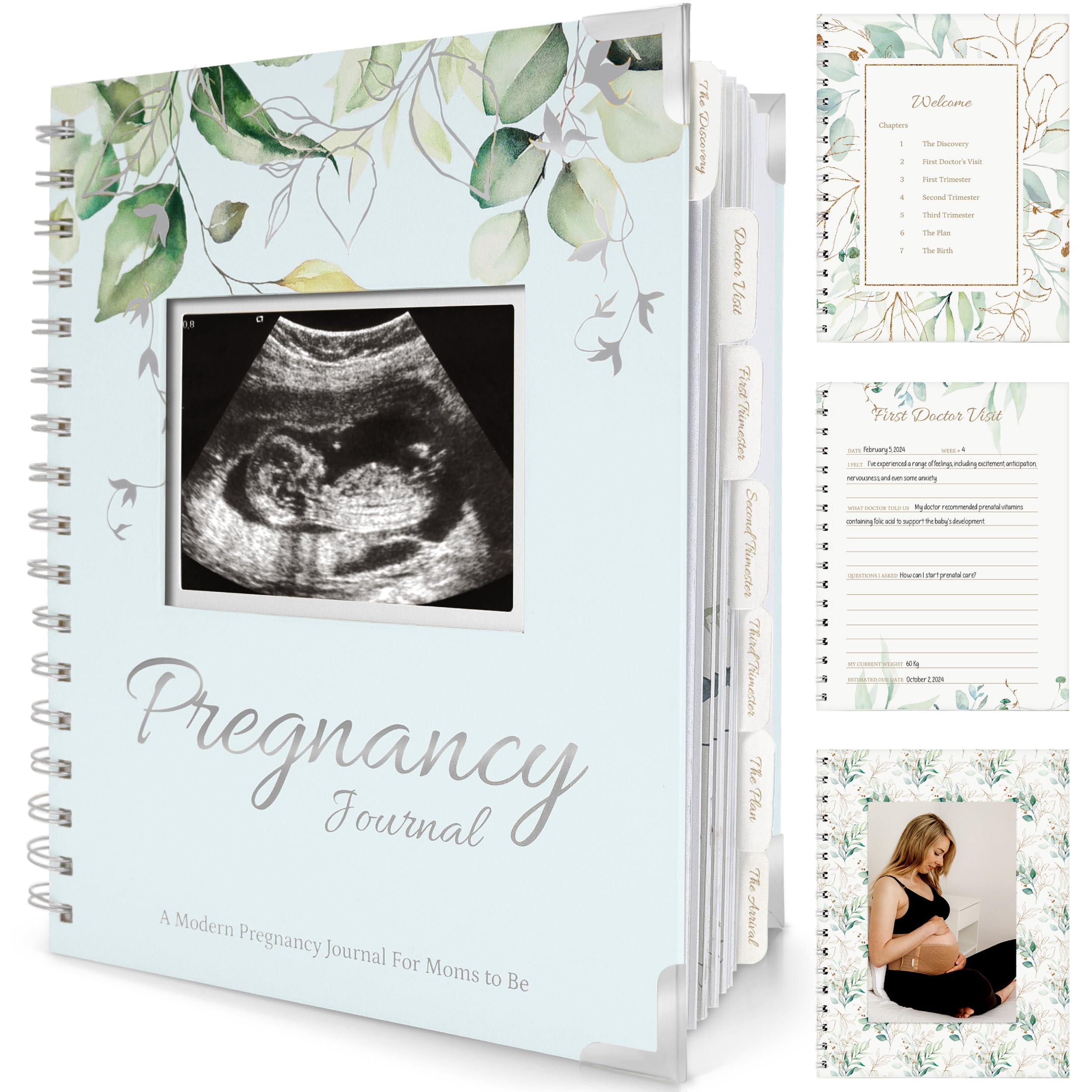 90-Page Hardcover Pregnancy Journal & Memory Book for First-Time Moms - Baby Keepsake Planner, Ultrasound Scrapbook, Mom Diary (Frost) - Perfect for Recording Pregnancy Milestones, Baby's First Year & Creating Cherished Family Memories