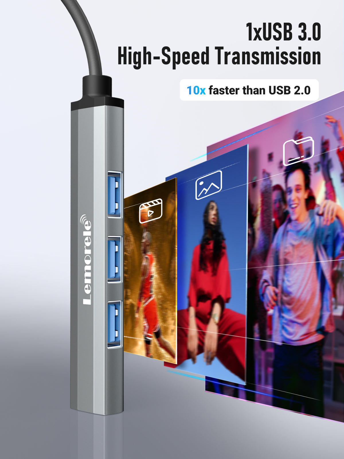 LEMORELE™ TC57 4-in-1 USB C Hub Adapter with HDMI, USB 3.0, SD/TF Card Reader - Perfect for MacBook Pro/Air, Chromebook, Laptop & Tablet Connectivity