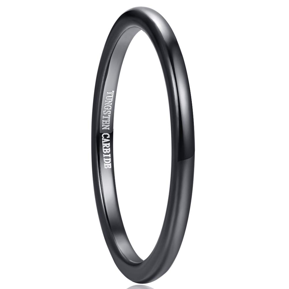VAKKI 2mm Tungsten Carbide Wedding Ring for Women - Black, Blue, Silver Domed Comfort Fit Band - Sizes J1/2 to Y - Perfect for Engagement, Anniversary & Everyday Wear