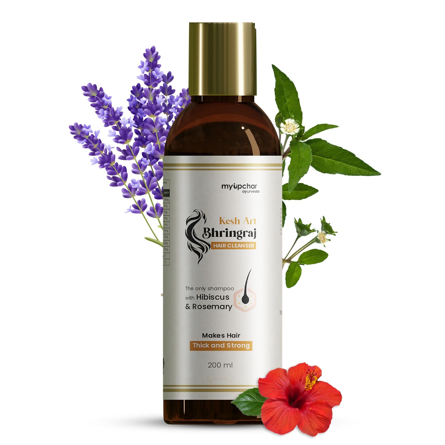 MyUpchar Ayurveda KeshArt Bhringraj Hair Cleanser Shampoo 200ml - Natural Hair Loss Treatment with Hibiscus & Rosemary | Paraben & SLS Free | 100% Ayurvedic Formula for Stronger Hair | Perfect for Daily Hair Care & Scalp Nourishment