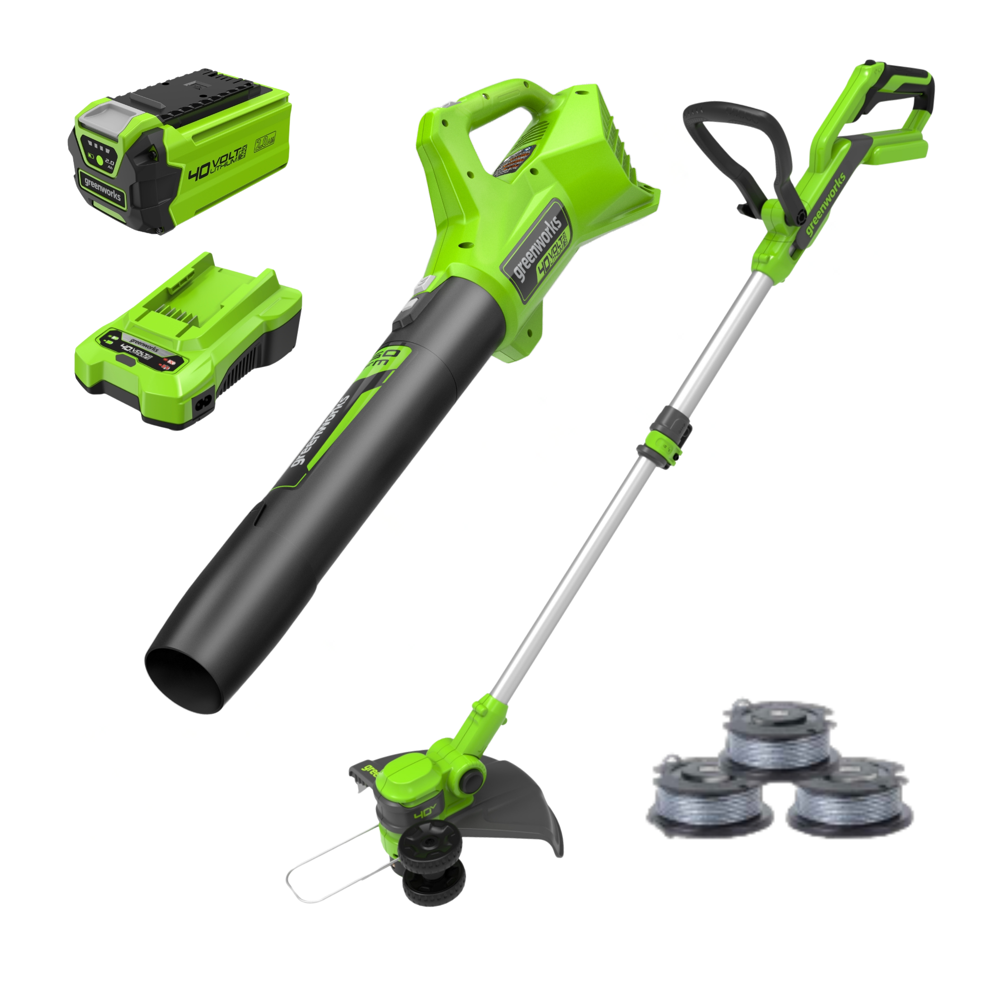 40V 13 Gen 2 Cordless String Trimmer & 350 CFM Leaf Blower Combo Kit with (3) .065