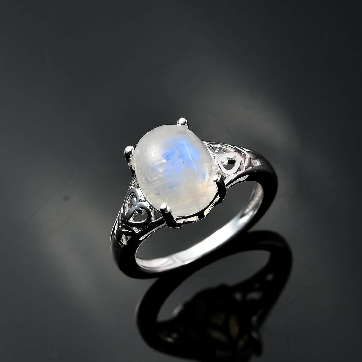 Shop LC Rainbow Moonstone Ring - 925 Sterling Silver Wedding & Birthday Gift for Women - Perfect for Anniversaries, Engagements & Special Occasions