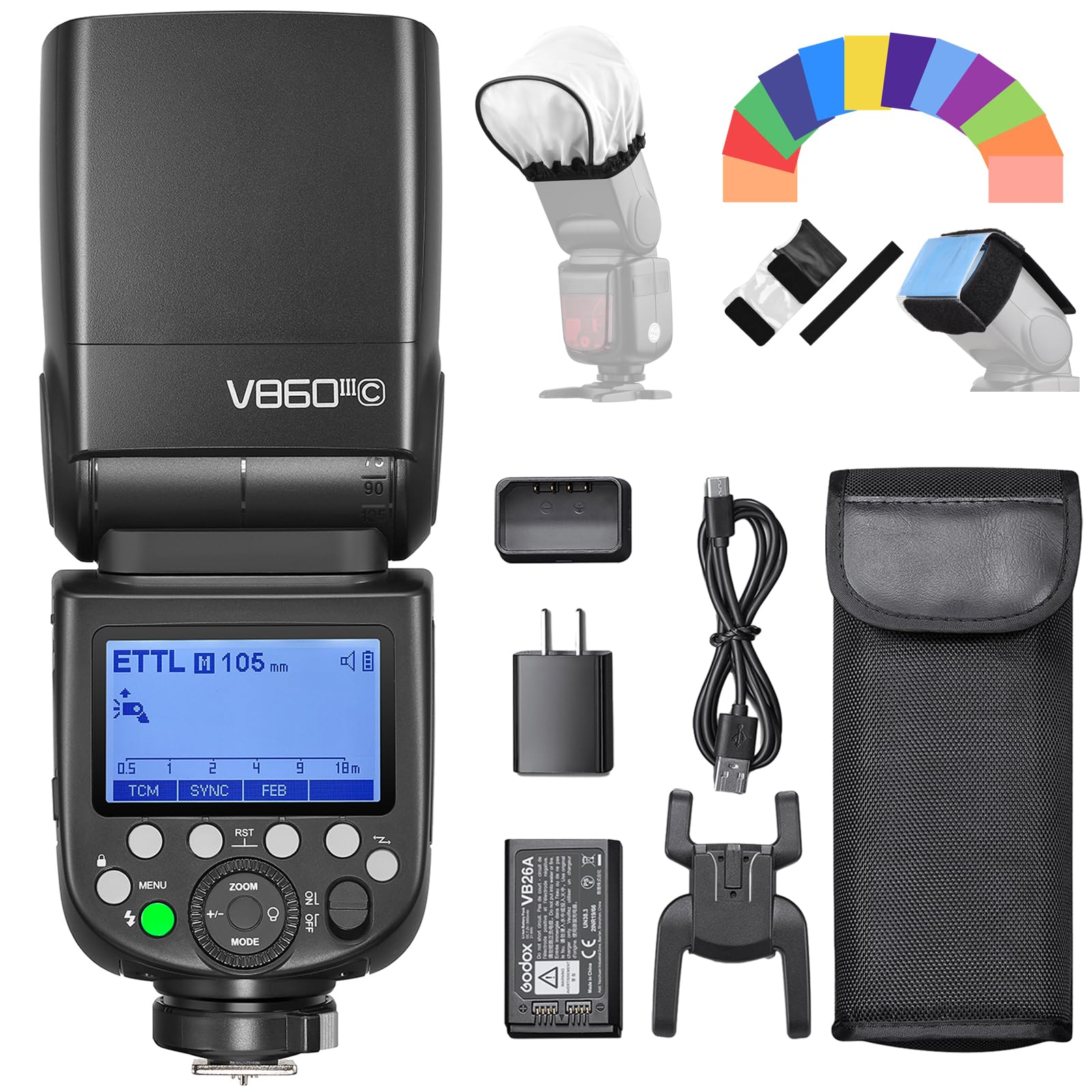 Godox V860III-C TTL Camera Flash Speedlite for Canon | GN60, 1/8000s HSS, Built-in 2.4G Wireless | Li-ion Battery with 0.01-1.5s Recycle Time | Perfect for Wedding, Portrait & Studio Photography