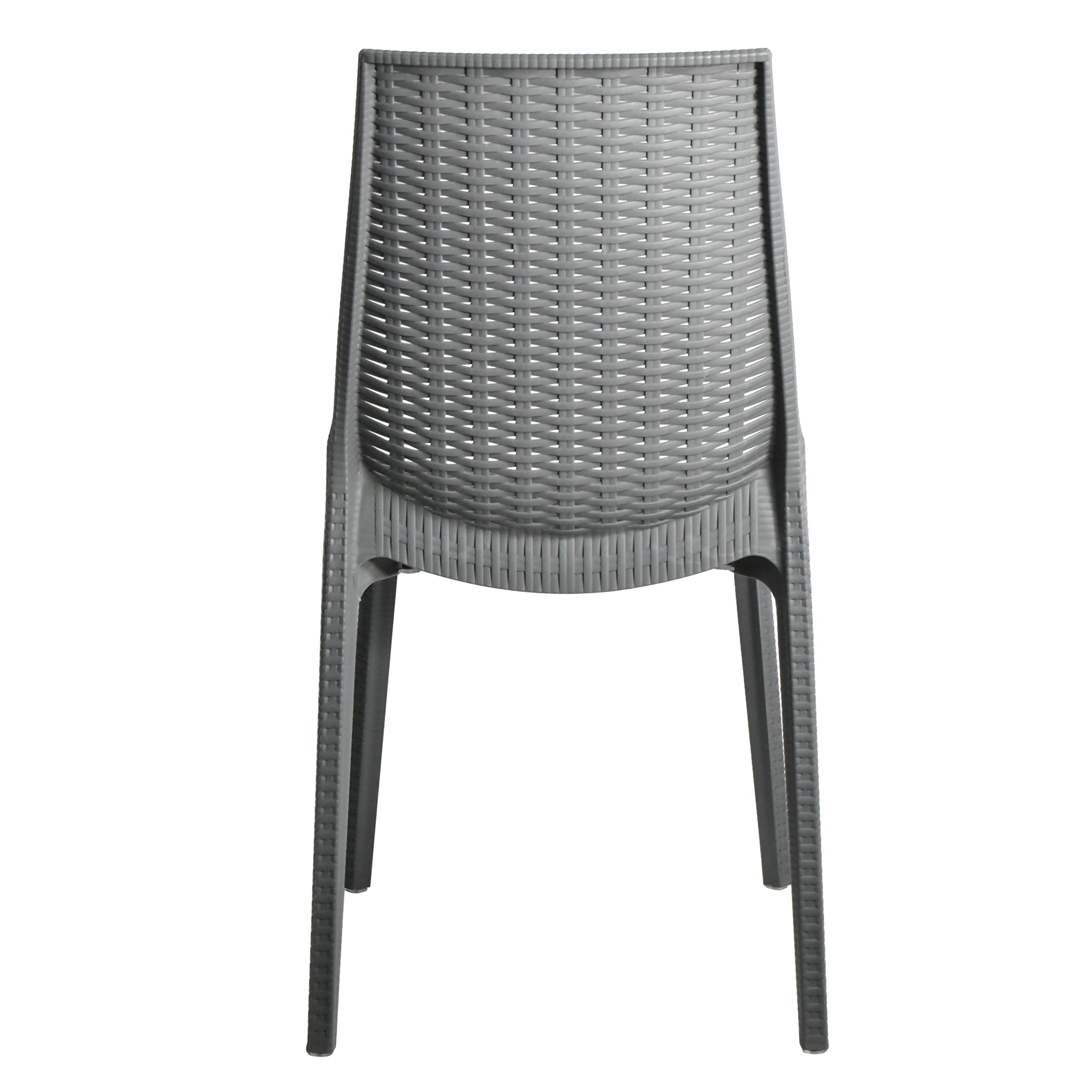 LeisureMod Kent Modern Outdoor Stackable Dining Chairs - Set of 4, Water-Resistant Grey Patio Furniture for Backyard, Poolside & Garden Dining