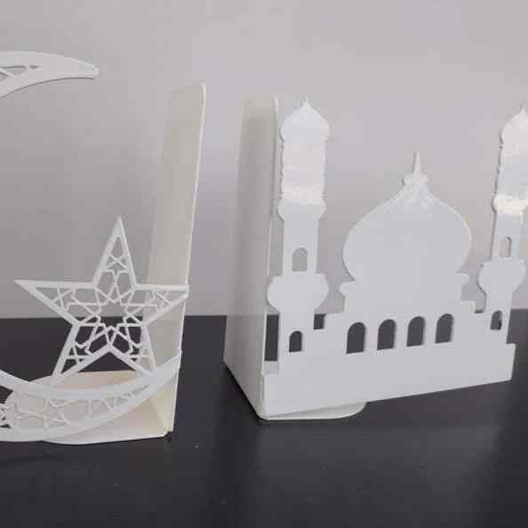 Islamic Home Decor - Mosque and Crescent Metal Bookends for Quran, Books & Shelves - Perfect for Muslim Prayer Room, Study Desk & Gift Giving