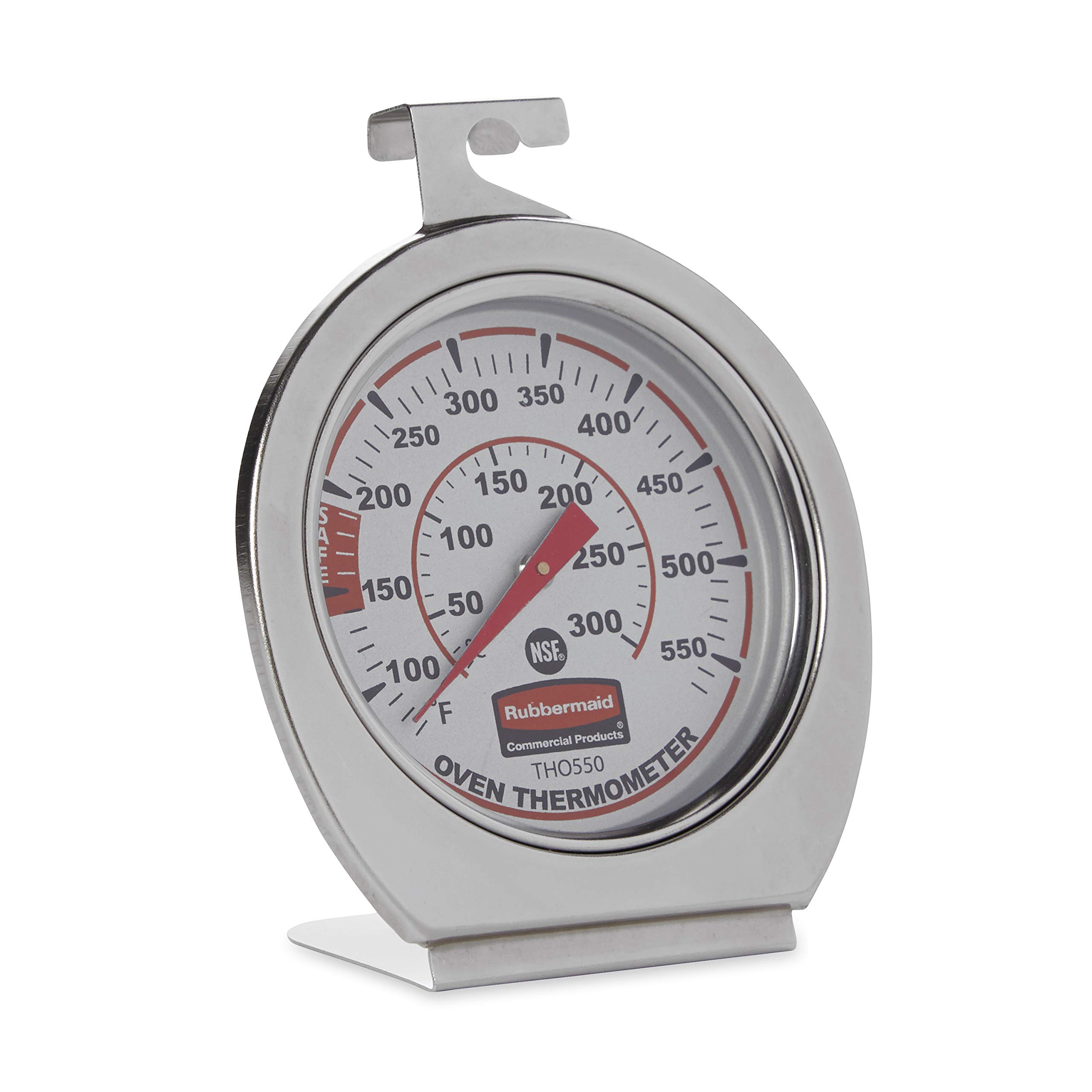 Rubbermaid Commercial Stainless Steel Oven Thermometer - 60-580°F Range for Grilling, Smoking & Baking - Large Easy-Read Dial for Restaurants & Home Cooking - Perfect for Meat, Pizza & BBQ Monitoring