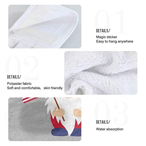 4th of July Patriotic Gnome Kitchen Towels - 2 Pack Absorbent Hanging Hand Towels with Loops for Kitchen, Bathroom & Home Decor - Perfect for Independence Day Parties & American Flag Themed Decorations