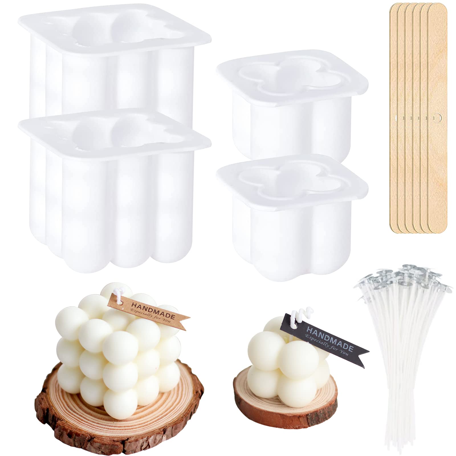 Premium Silicone Candle Molds Set (4pcs) - 3D Bubble Wax Molds for DIY Candle Making, Handmade Decorations & Wax Melts - Perfect for Home Decor, Gifts, Spa Relaxation & Wedding Centerpieces