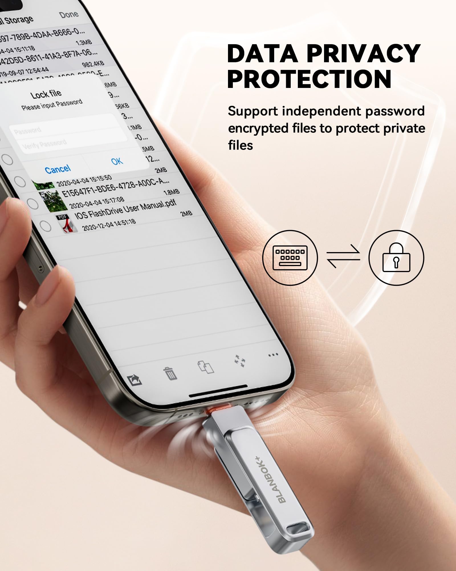 BLANBOK+ MFi Certified 512GB USB Flash Drive for iPhone - High-Speed USB C Memory Stick with Dual Connectors - Photo Storage & File Transfer for iPhone, iPad, Android, PC - Perfect for Travel, Work & Backup Solutions