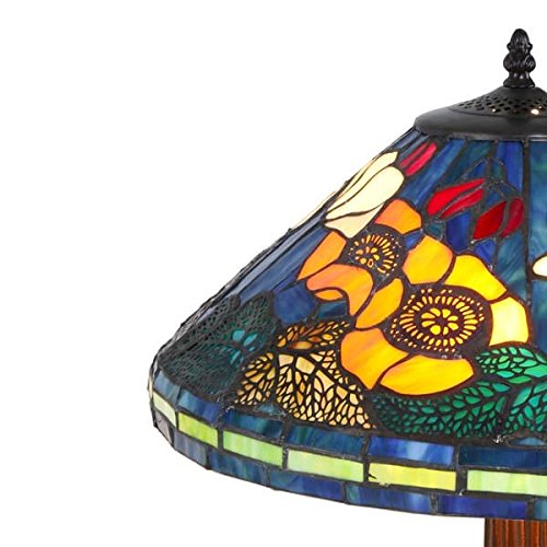 Serena D'italia Tiffany Stained Glass Water Lily Table Lamp Set - Handcrafted Italian Art Nouveau Style Lamp for Living Room, Bedroom & Office Decor