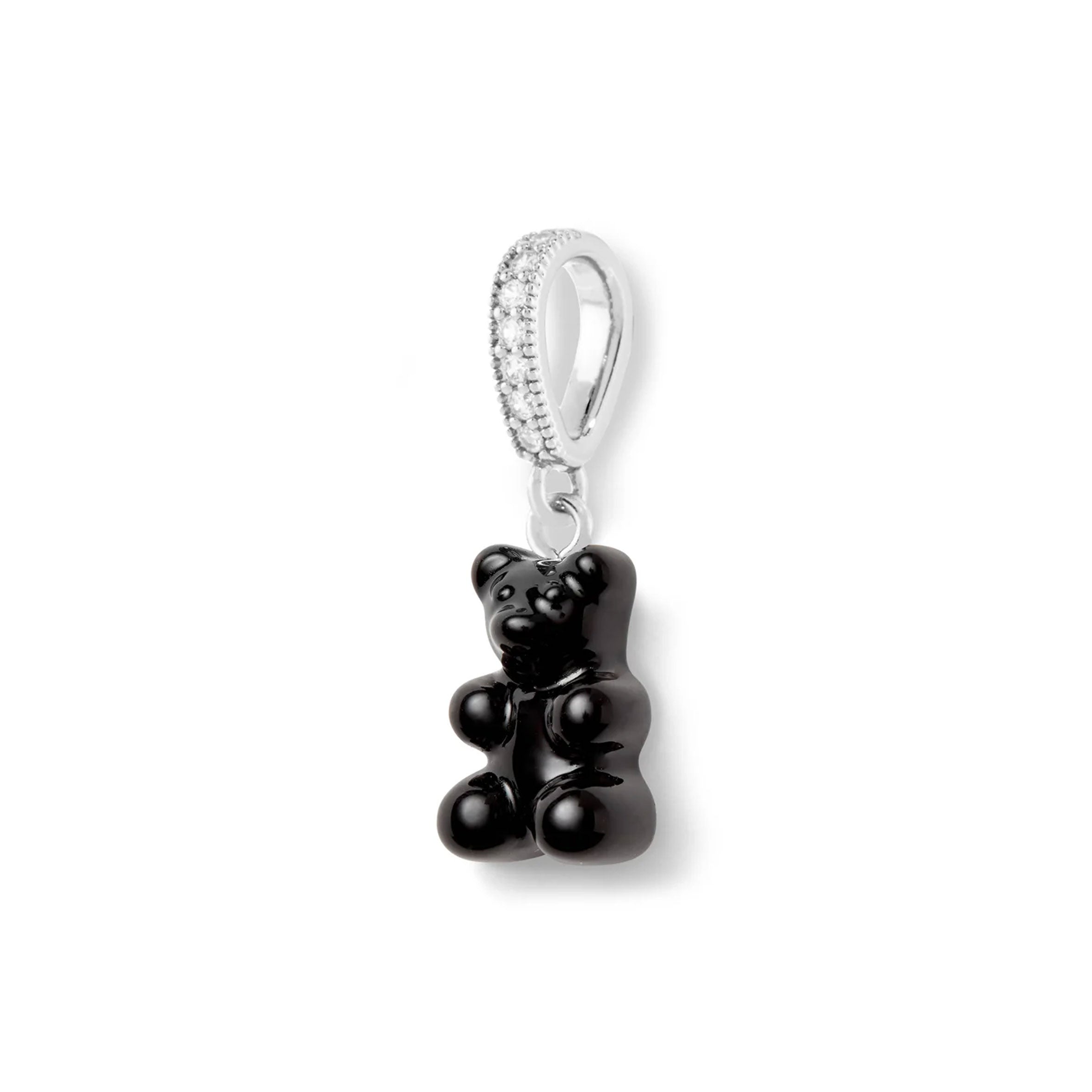 Vintage Bear Glossy Pendant Necklace with Pave Silver Connector - Perfect for Gifts, Jewelry Collection & Special Occasions