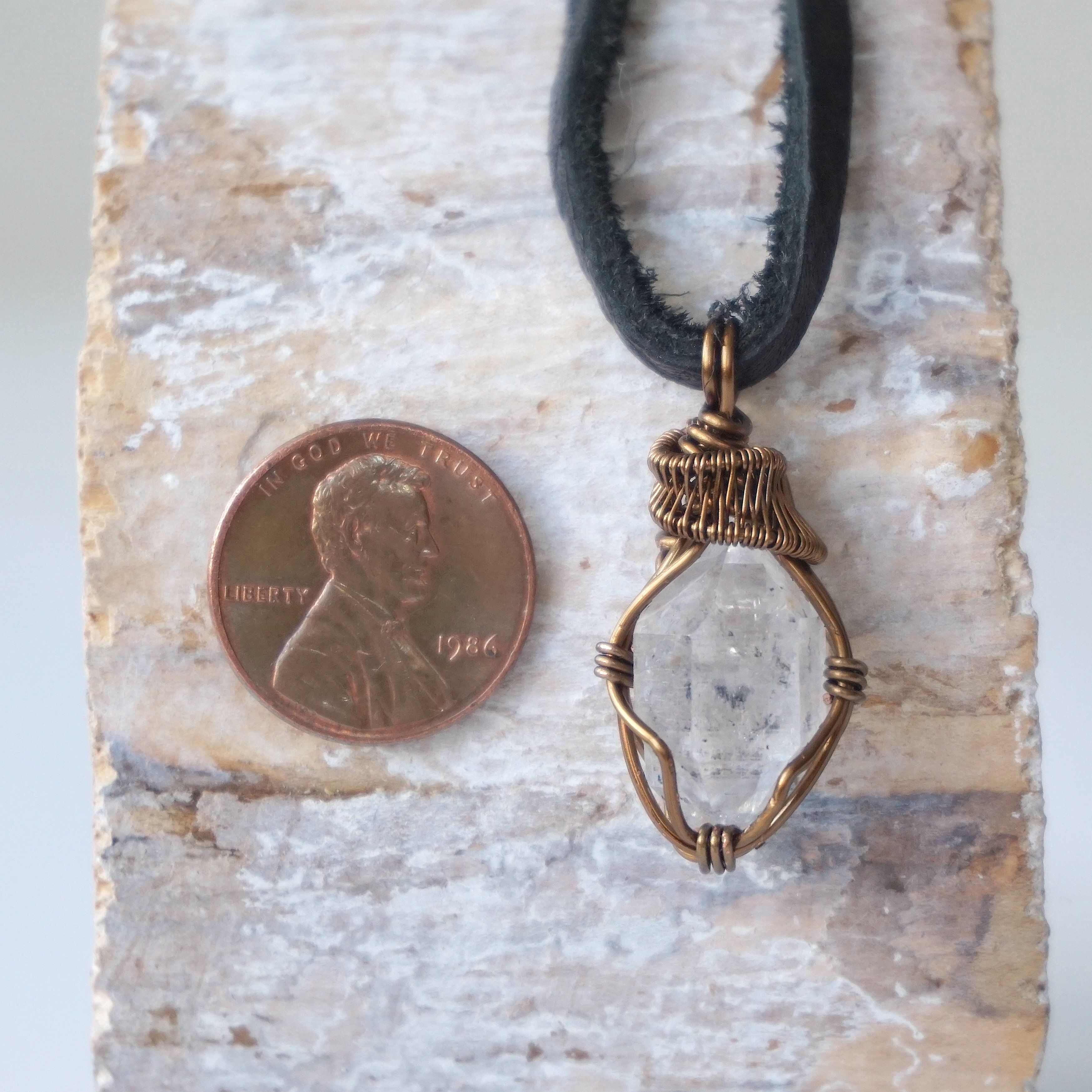 Men's Herkimer Diamond Pendant in Antique Bronze - Elegant Necklace for Gifts, Weddings & Special Occasions