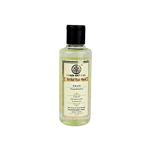 Khadi Natural Herbal Ayurvedic Neem & Tea Tree Face Wash for Acne Treatment - 210ml | Gentle Cleanser for Oily & Sensitive Skin | Perfect for Daily Skincare Routine & Breakout Prevention