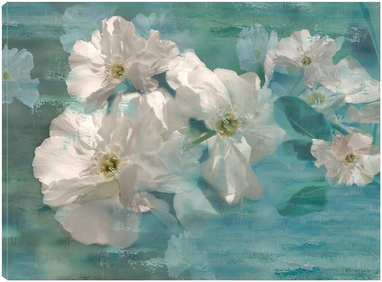 Wild Jasmine Fine Art Canvas Wall Decor by Artist Nan - 43x32 Inch Ready to Hang Painting for Living Room, Bedroom, Office - Elegant Floral Home Decor Perfect for Housewarming Gifts & Interior Design