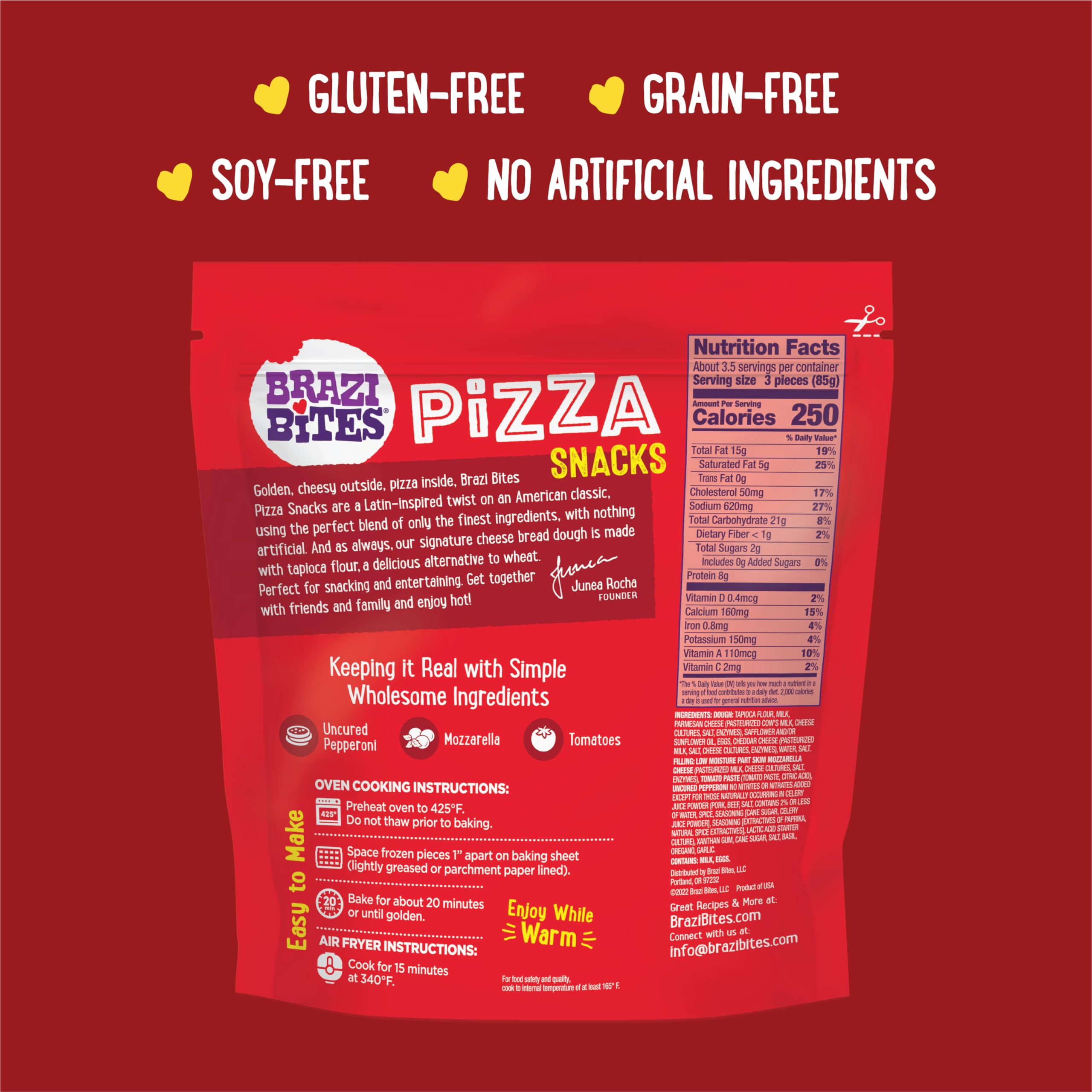 Brazi Bites Gluten-Free Pepperoni Pizza Snacks - Healthy Frozen Snack, Grain-Free, Soy-Free, No Artificial Ingredients or Preservatives - 10 oz Pouches (12-Pack) - Perfect for School Lunches, Movie Nights & Quick Appetizers